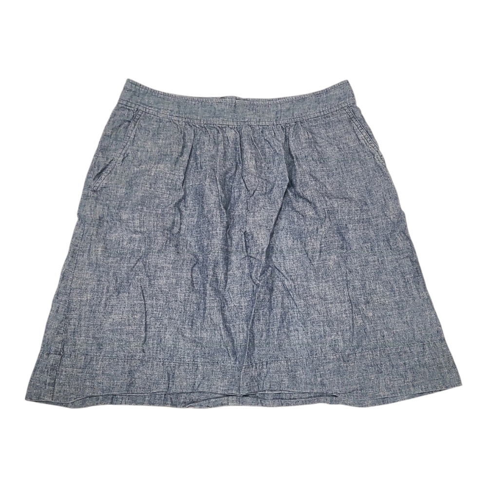 Eileen Fisher Chambray A Line Skirt Denim Hemp Cotton Knee Length No Split sz M
